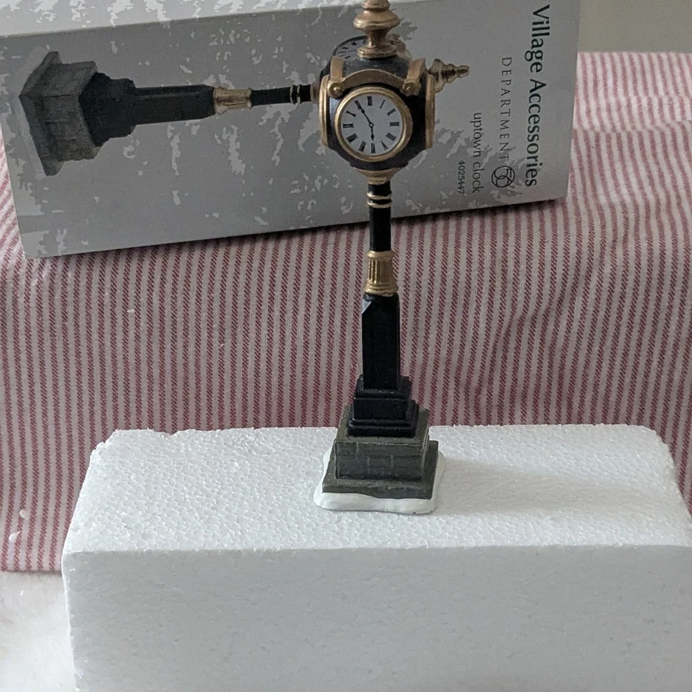 Department 56 Snow Village Uptown Clock 4025447 Black Gold Village Accessory